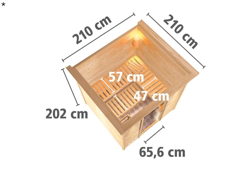 Karibu Sauna Rodin ohne Ofen, mit Dachkranz, mit energiesparender Saunatür - Image 3