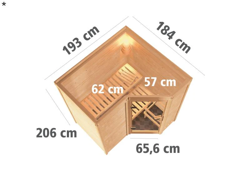 Karibu Sauna Sahib 1,ohne Ofen, mit klassicher Saunatür -ohne Dachkranz- - Image 3