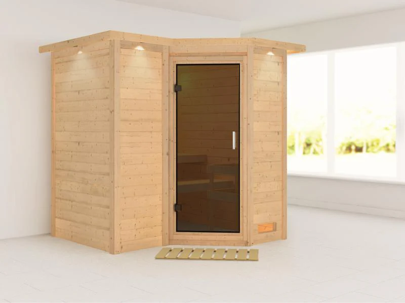 Karibu Sauna Sahib 1 ohne Ofen,  mit moderner Saunatür -mit Dachkranz- - Image 2
