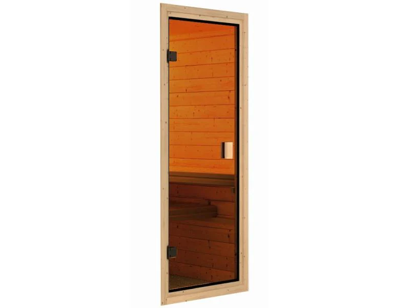 Karibu Sauna Sandra inkl. 9 kW Ofen integr. Steuerung, mit klassicher Tür -mit Dachkranz- - Image 5