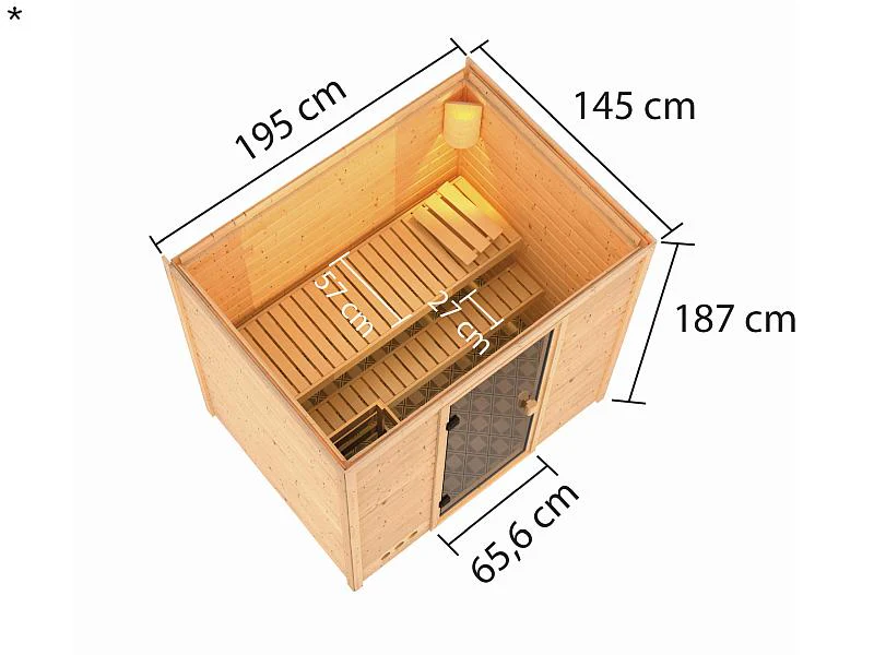 Karibu Sauna Selena mit 3,6 kW Ofen ext. Strg 38 mm - Image 3