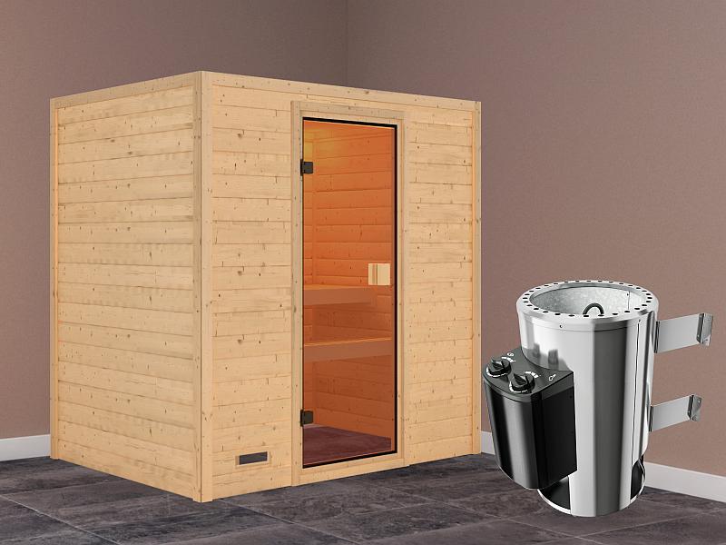 Karibu Sauna Selena mit 3,6 kW Ofen integr. Strg 38 mm - Image 2