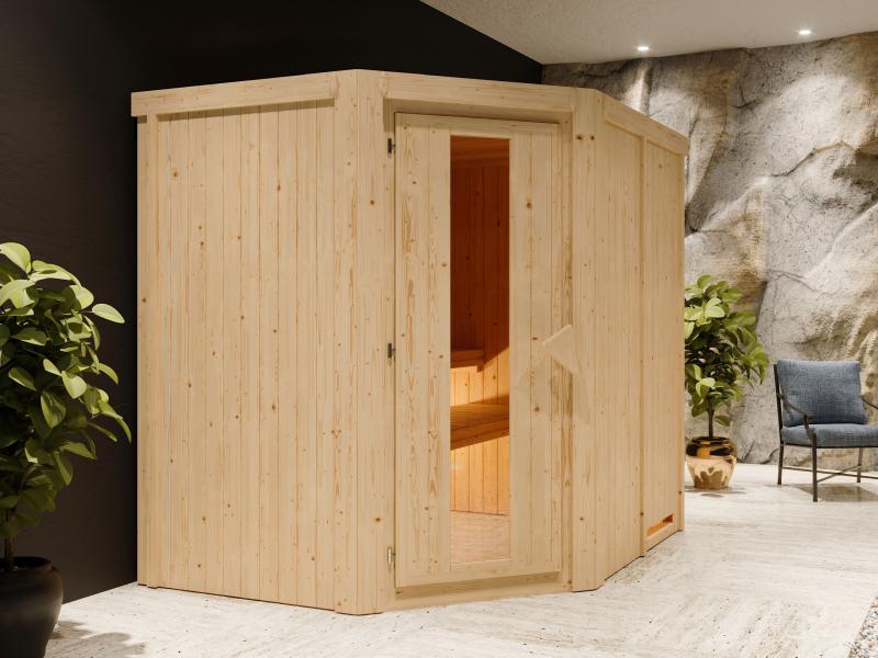 Karibu Sauna Siirin inkl. 9 kW Ofen integ. Steuerung, mit energiesparender Saunatür -ohne Dachkranz- - Image 2