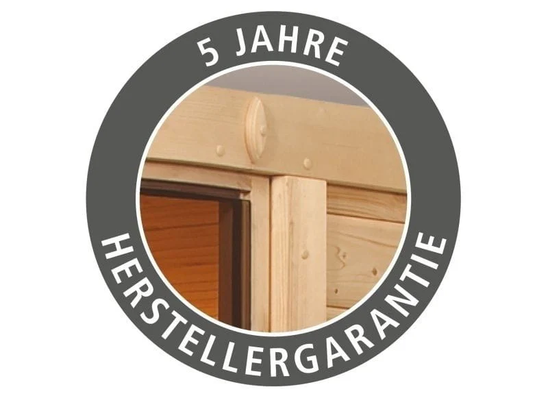 Karibu Sauna Siirin inkl. 9 kW Ofen integr. Steuerung mit klassischer Saunatür - mit Dachkranz - - Image 12