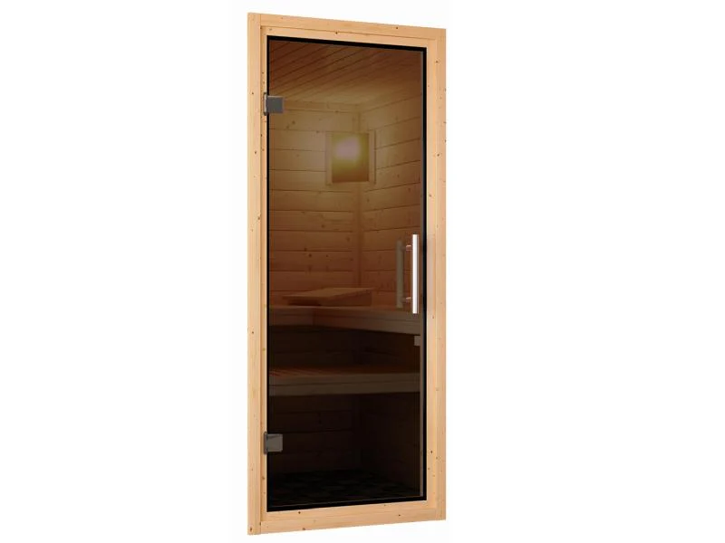 Karibu Sauna Siirin inkl. 9 kW Ofen integr. Steuerung mit moderner Saunatür - ohne Dachkranz - - Image 6