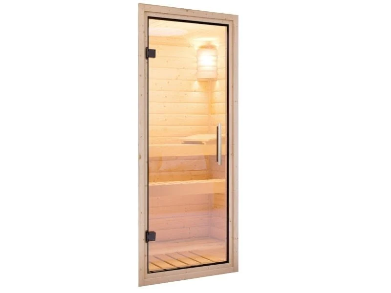 Karibu Sauna Siirin inkl. 9kW Ofen mit ext. Steuerung mit Klarglas Ganzglastür -ohne Dachkranz- - Image 5