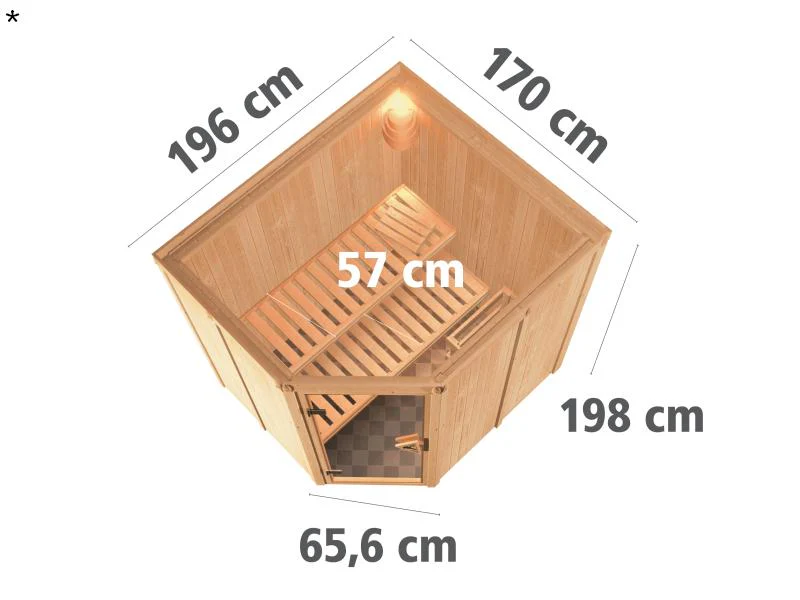 Karibu Sauna Siirin ohne Ofen, ohne Dachkranz, mit Klarglas Ganzglastür - Image 3