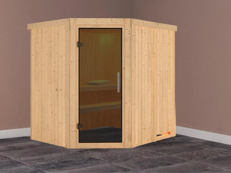 Karibu Sauna Siirin ohne Ofen, ohne Dachkranz, mit moderner Saunatür - Image 2