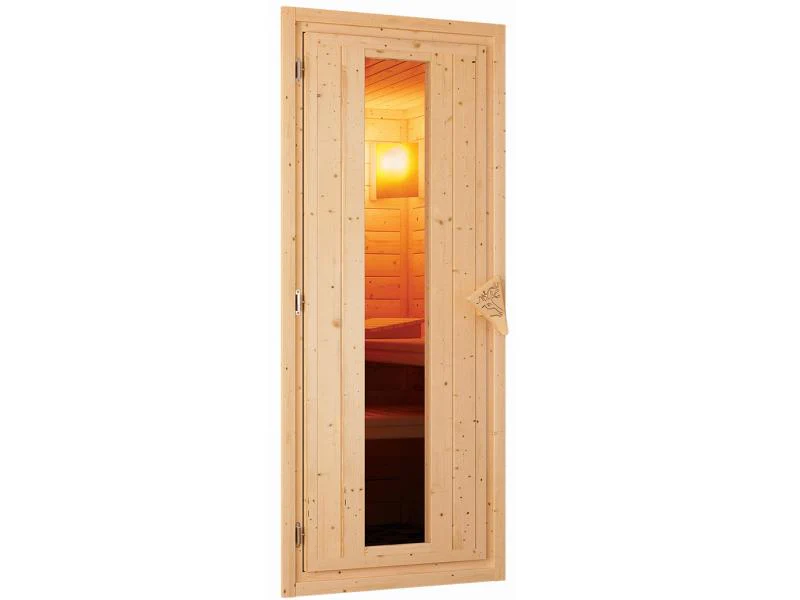Karibu Sauna Sodin inkl. 9 kW Ofen integr. Steuerung mit energiesparender Saunatür - mit Dachkranz - - Image 5