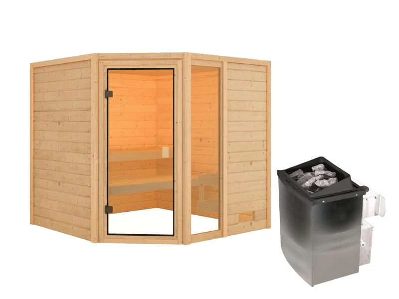 Karibu Sauna Tabea mit 9 kW Ofen integr. Strg 38 mm - Image 2