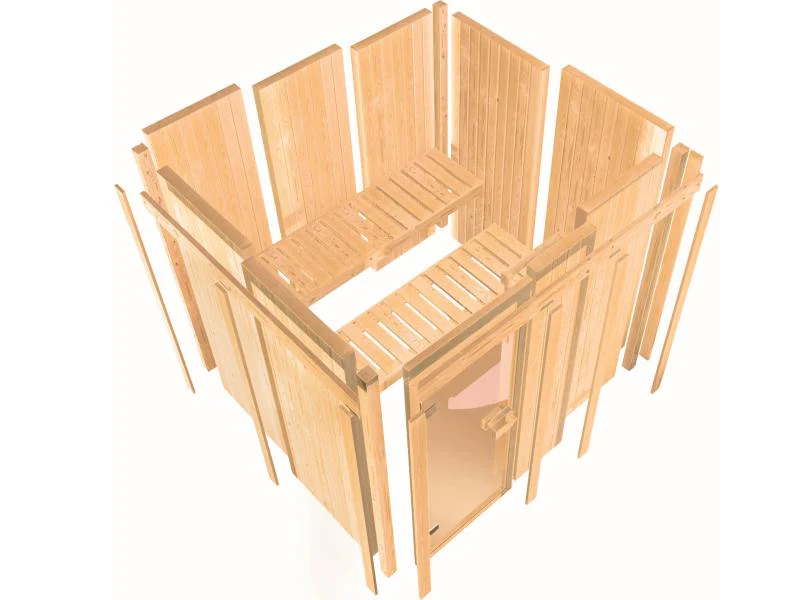Karibu Sauna Taurin inkl. 9 kW Ofen ext. Steuerung, mit bronzierter Gnazglastür - ohne Dachkranz - - Image 10