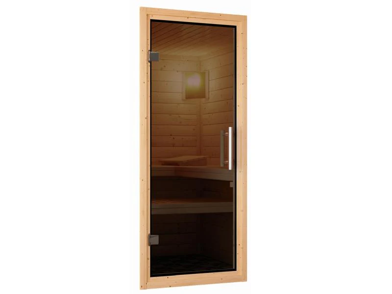 Karibu Sauna Taurin  inkl. 9 kW Ofen ext. Steuerung, mit moderner Saunatür - ohne Dachkranz - - Image 7