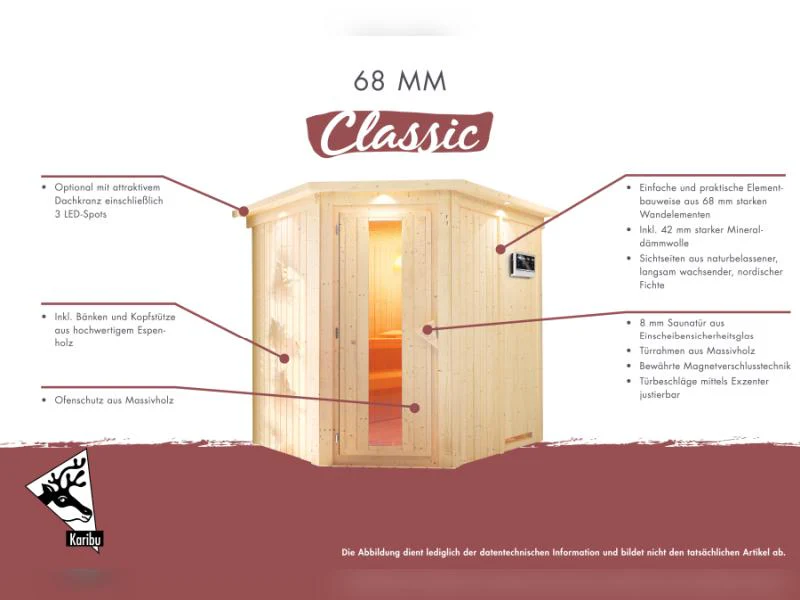 Karibu Sauna Taurin inkl. 9 kW Ofen integr. Steuerung, mit bronzierter Ganzglastür - ohne Dachkranz - Image 10