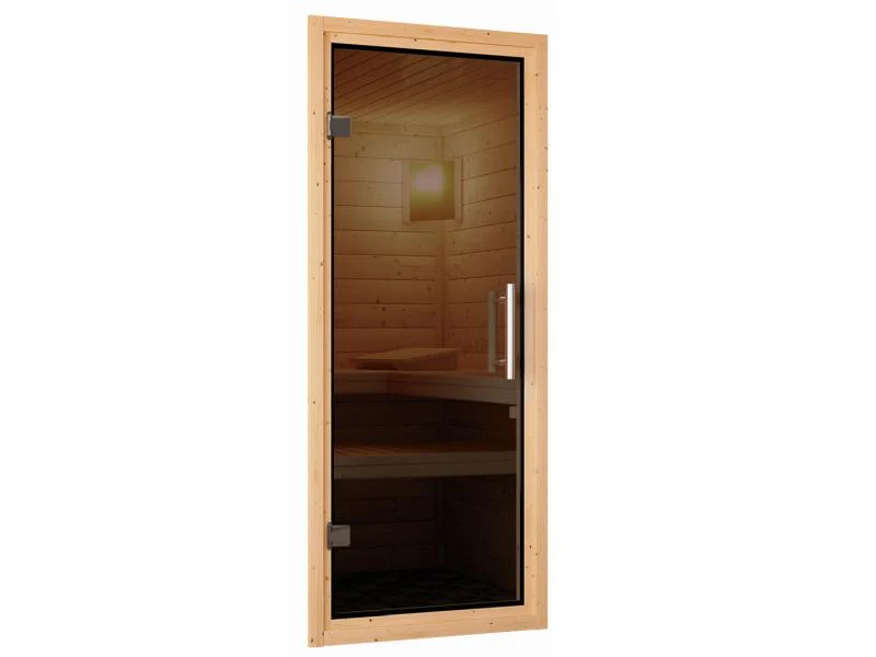 Karibu Sauna Variado inkl. 9 kW Bioofen ext. Steuerung, mit moderner Saunatür -ohne Dachkranz- - Image 8