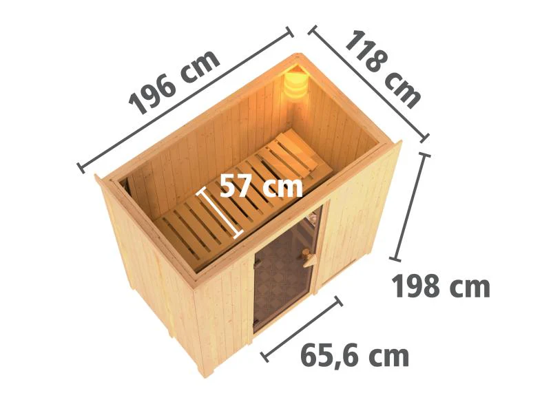 Karibu Sauna Variado inkl. 9 kW Bioofen, mit Energiespartür -ohne Dachkranz- - Image 4