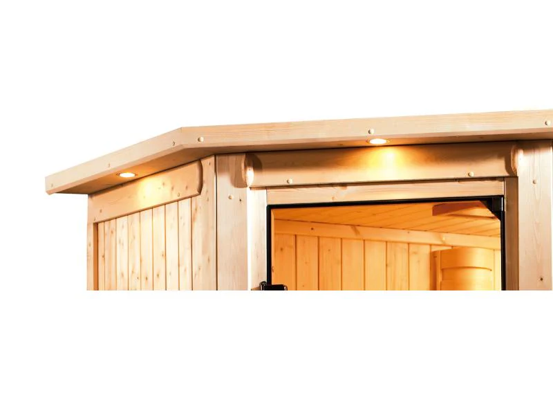 Karibu Sauna Variado inkl. 9 kW Ofen ext. Steuerung, mit Energiespartür -mit Dachkranz- - Image 9