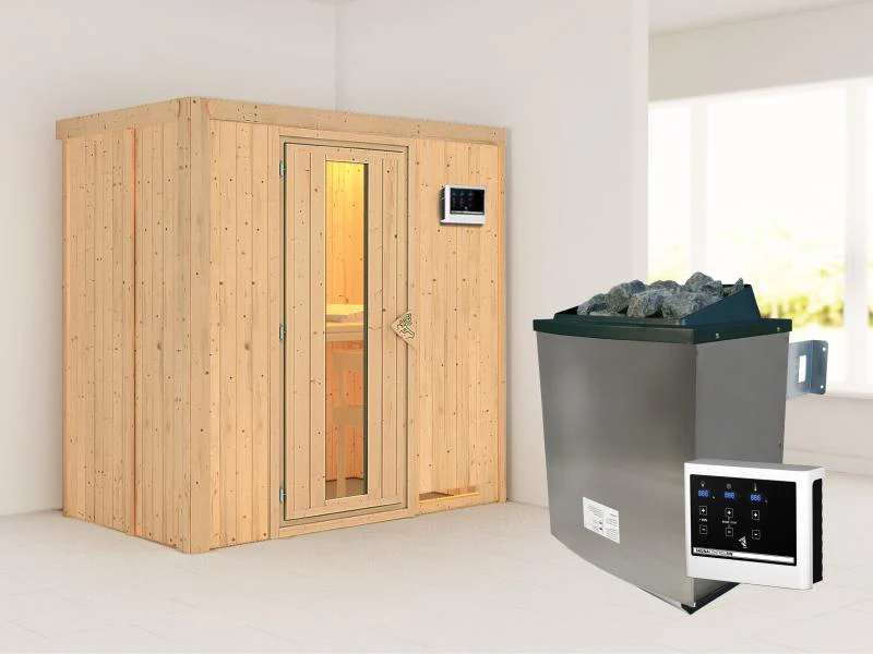 Karibu Sauna Variado inkl. 9 kW Ofen ext. Steuerung, mit Energiespartür -ohne Dachkranz- - Image 2