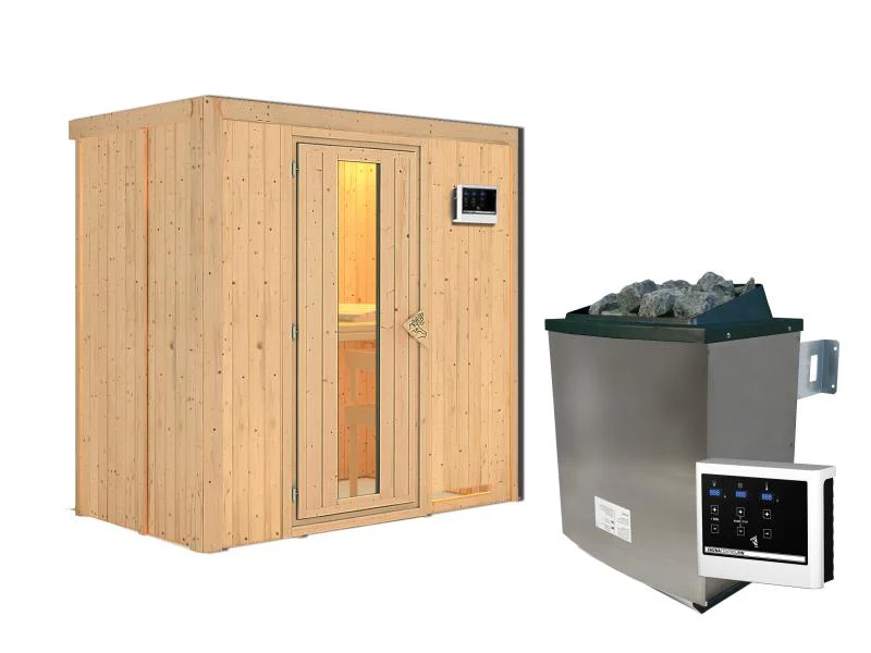 Karibu Sauna Variado inkl. 9 kW Ofen ext. Steuerung, mit Energiespartür -ohne Dachkranz- - Image 3