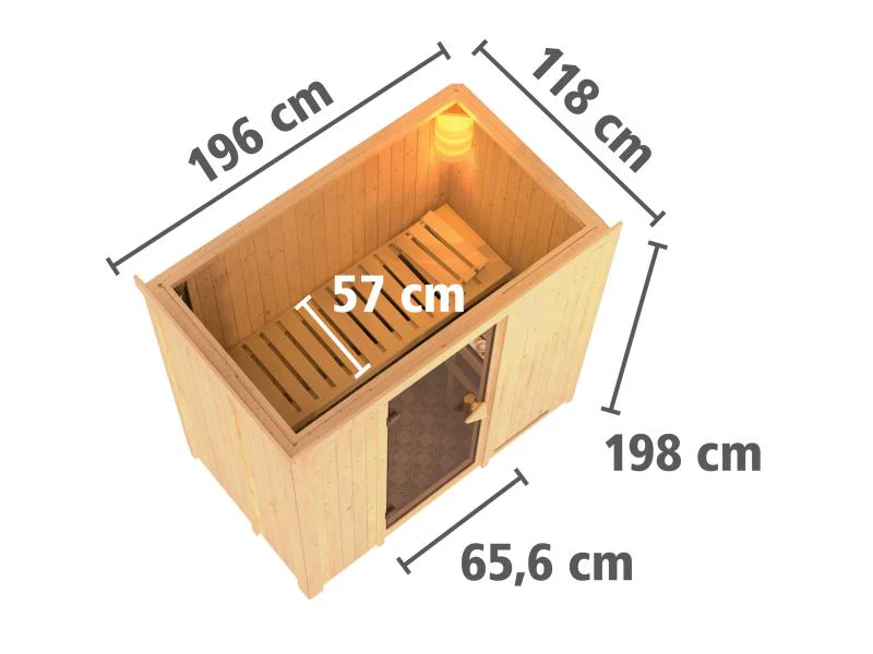 Karibu Sauna Variado inkl. 9 kW Ofen ext. Steuerung, mit Energiespartür -ohne Dachkranz- - Image 4