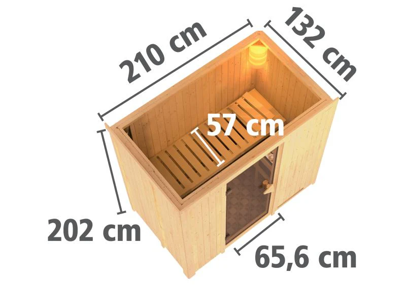 Karibu Sauna Variado inkl. 9 kW Ofen integr. Steuerung, mit Energiespartür -mit Dachkranz- - Image 4