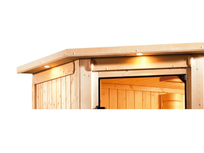 Karibu Sauna Variado inkl. 9 kW Ofen integr. Steuerung, mit Energiespartür -mit Dachkranz- - Image 9