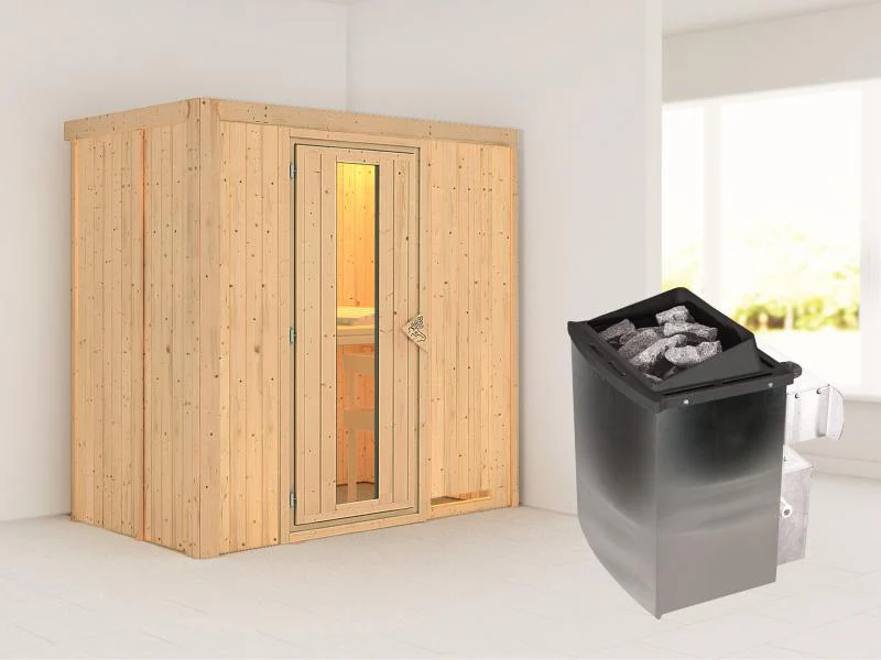Karibu Sauna Variado inkl.  9 kW Ofen integr. Steuerung, mit Energiespartür -ohne Dachkranz- - Image 2
