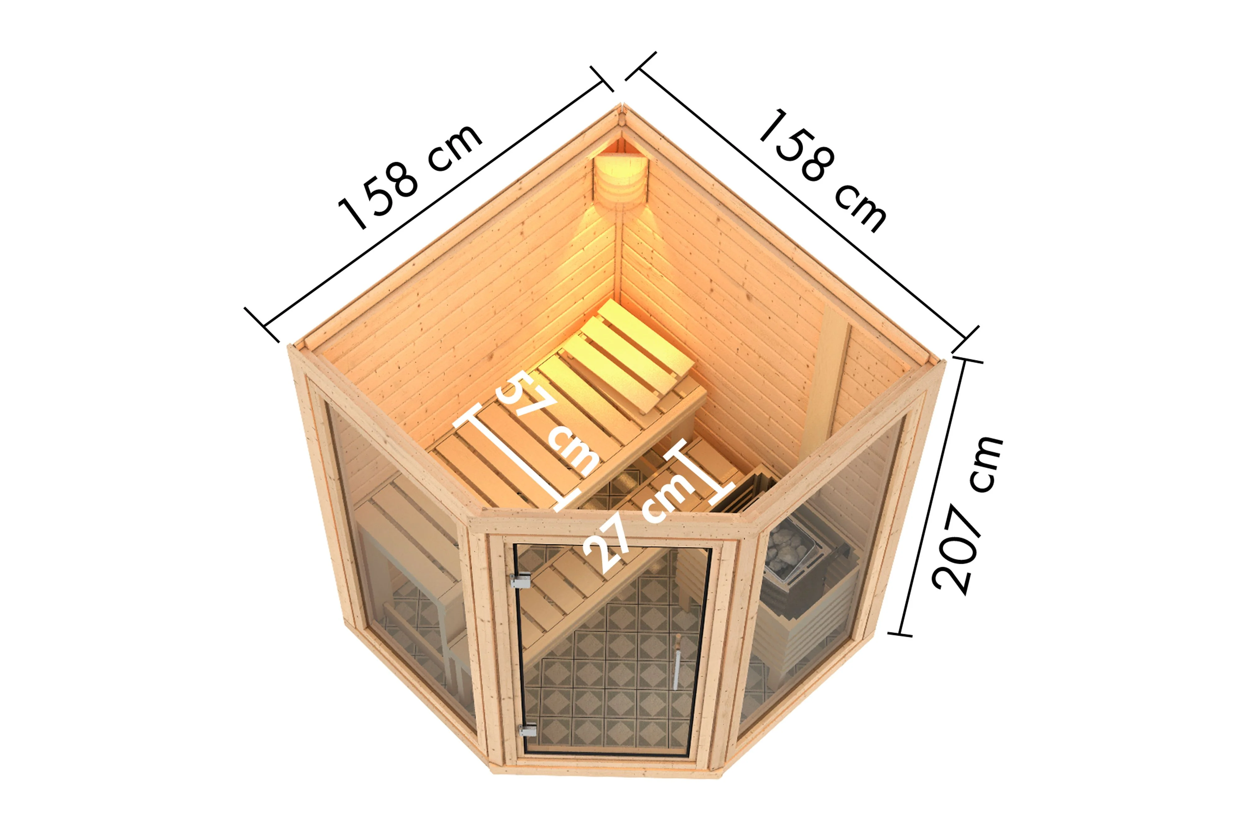 Karibu Sauna Yuma 38 mm, inkl. 9 kW Ofen integr. Steuerung - Image 4
