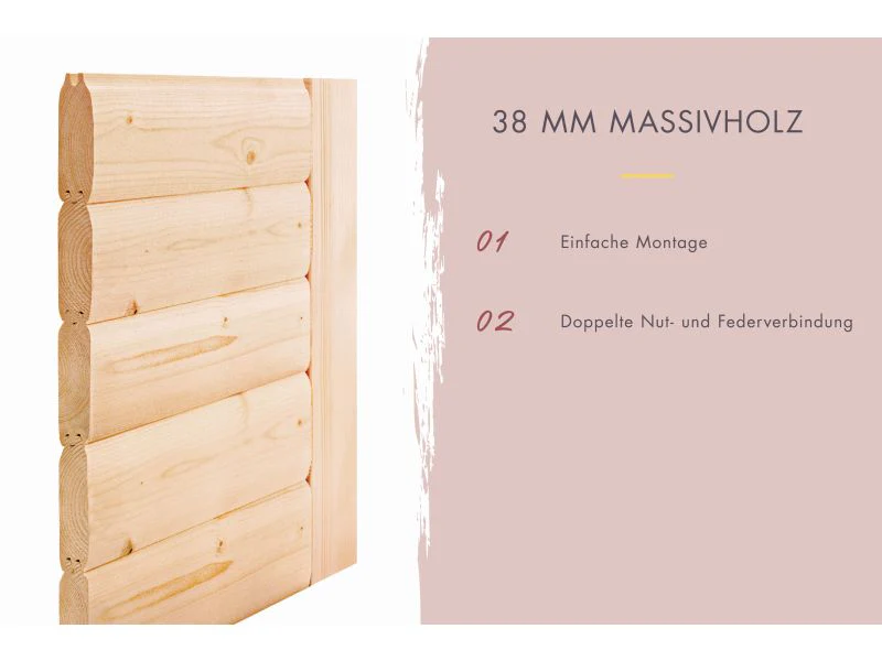 Karibu Sauna Yuma, inkl. 9 kW Bioofen ext. Steuerung, mit Klarglas Ganzglastür - Image 5