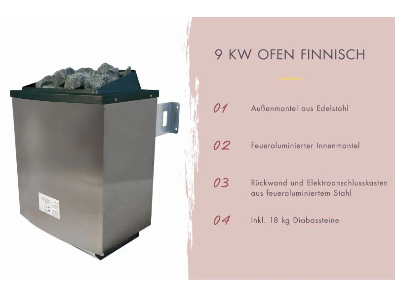 Karibu Sauna Yuma, inkl. 9 kW Ofen ext. Steuerung, mit Klarglas Ganzglastür - Image 9