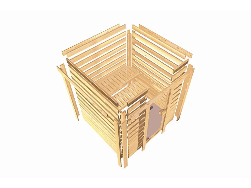 Karibu Sauna Yuma, inkl. 9 kW Ofen integr. Steuerung, mit Klarglas Ganzglastür - Image 13