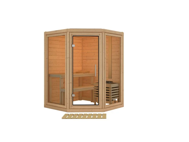 Karibu Sauna Yuma, ohne Ofen, inkl. Klarglas Ganzglastür - Image 3