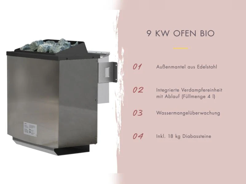 Karibu Saunahaus Caapi 2, terragrau, inkl. 9 kW Bioofen ext. Steuerung, mit Klarglastür und Fußboden - Image 3