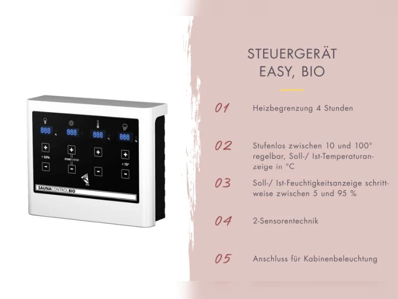 Karibu Saunahaus Caapi 2, terragrau, inkl. 9 kW Bioofen ext. Steuerung, mit Klarglastür und Fußboden - Image 5