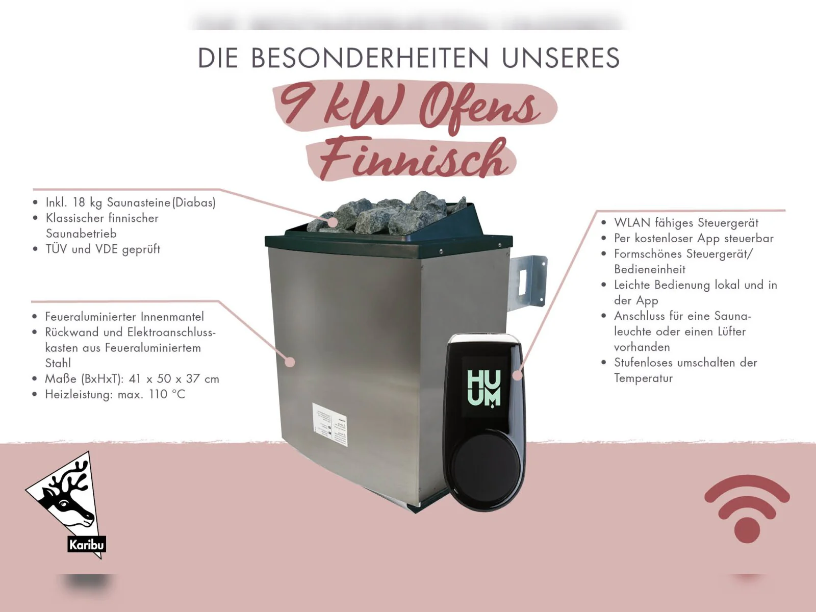 Karibu Saunahaus Catalina, schwarz-inkl. 9 kW Ofen ext. Steuerung Wifi HUUM- inkl. Vorraum, 73 mm - Image 8