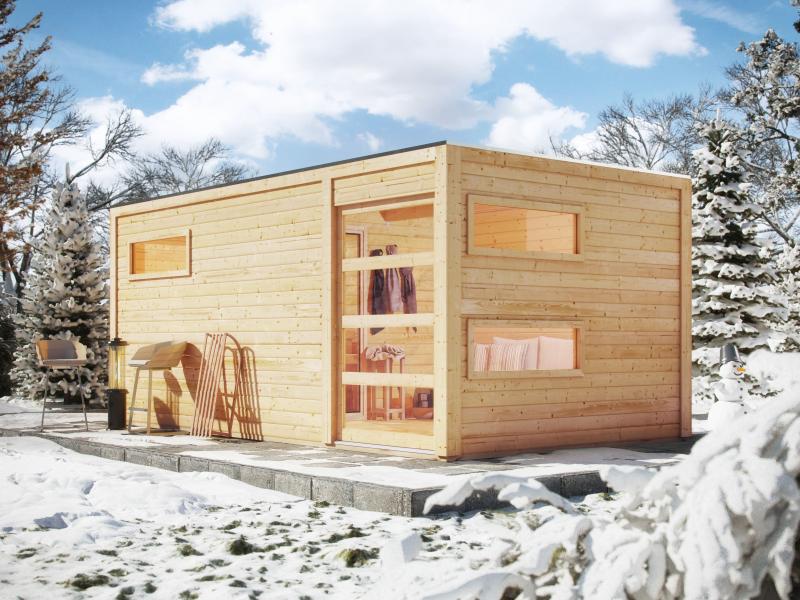 Karibu Saunahaus Hygge 38 mm- naturbelassen- 9 kW Ofen ext. Strg - Image 4