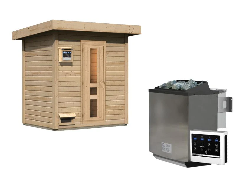 Karibu Saunahaus Hytti 1 38 mm - inkl. 9 kW Bioofen ext. Steuerung - mit Energiespartür u. Fußbode - Image 4