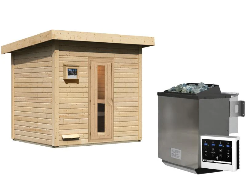 Karibu Saunahaus Hytti 3 38 mm - inkl. 9 kW Bioofen ext. Steuerung - inkl. Energiespartür und Fußbo - Image 4