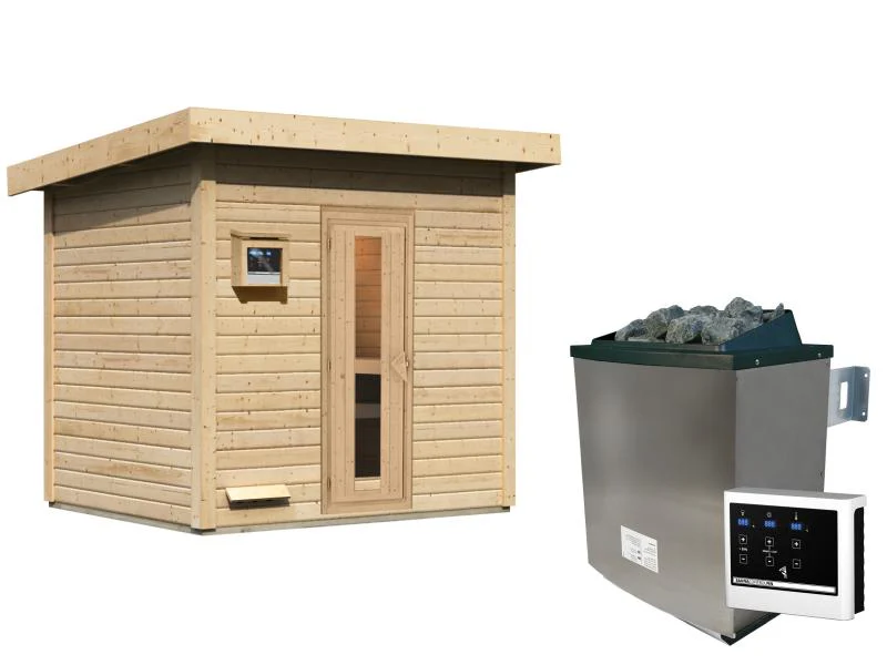 Karibu Saunahaus Hytti 3 38 mm - inkl. 9 kW Ofen ext. Steuerung - inkl. Energiespartür und Fußboden - Image 4