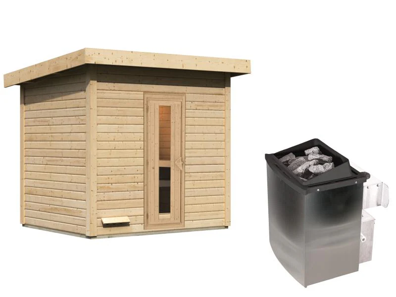Karibu Saunahaus Hytti 3 38 mm - inkl. 9 kW Ofen integr. Steuerung - inkl. Energiespartür und Fußbo - Image 4