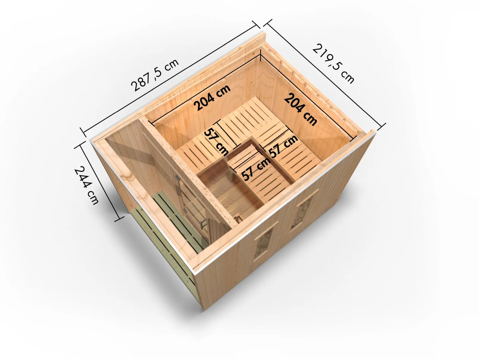 Karibu Saunahaus Laguna schwarz,73 mm -inkl. 9 kW Bioofen ext. Steuerung Wifi HUUM - Image 2