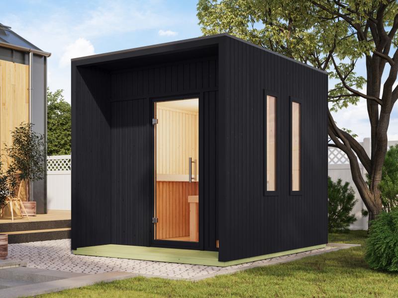 Karibu Saunahaus Laguna, schwarz,73 mm -inkl. 9 kW Ofen ext. Steuerung - Image 4