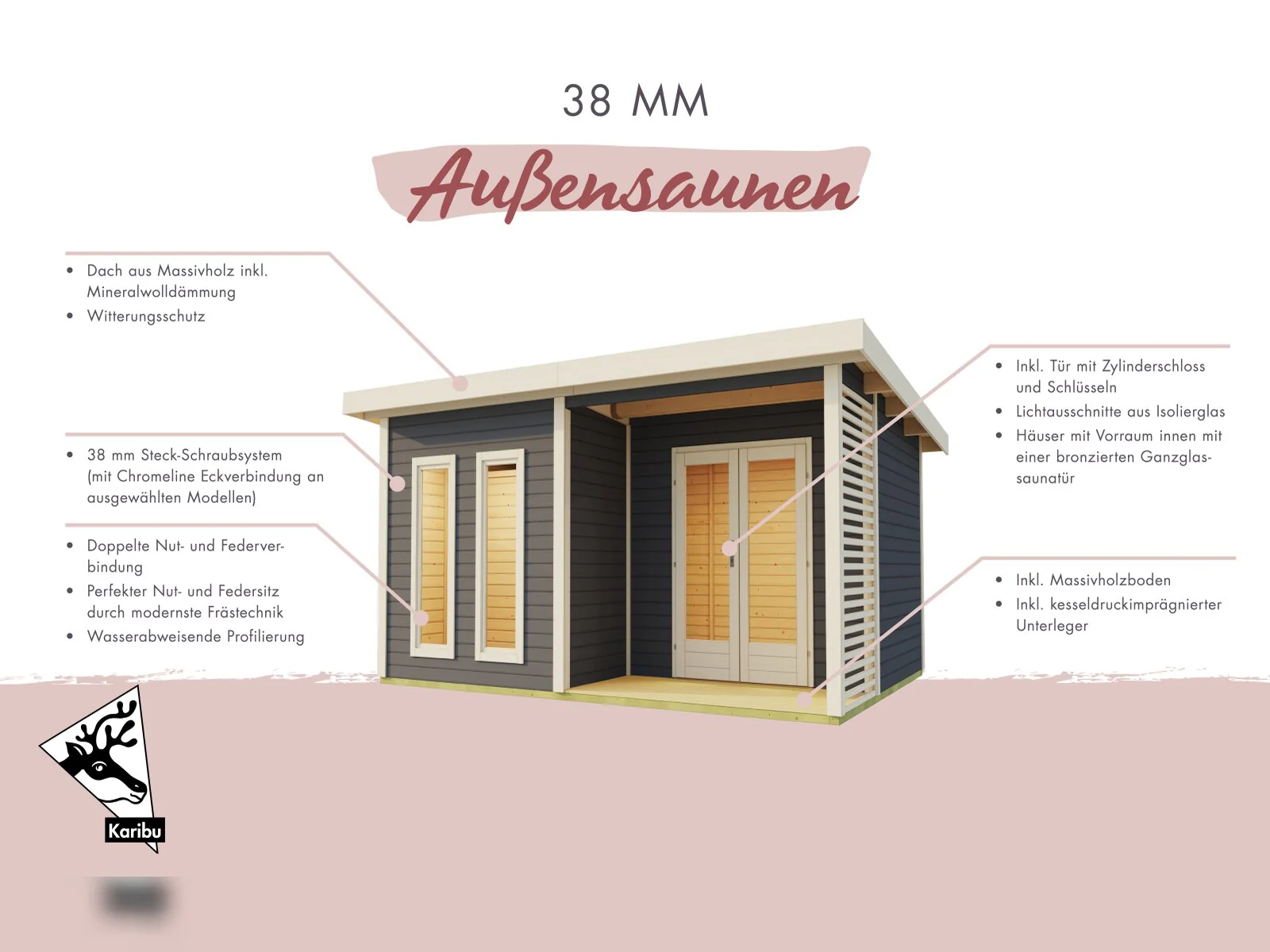 Karibu Saunahaus Mainburg 1 Set B terragrau, inkl. 9 kW Bioofen ext. Steuerung HUUM - Image 13