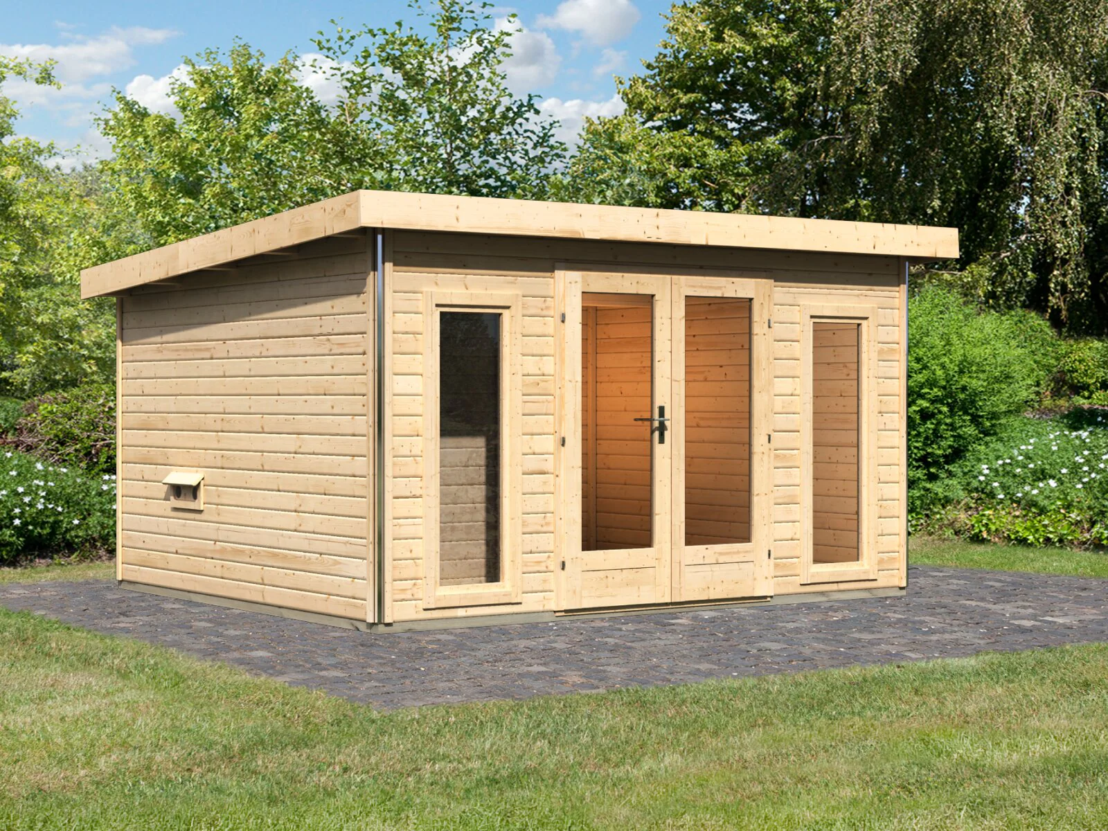 Karibu Saunahaus Mainburg 2 Set B naturbelassen, inkl. 9 kW Bioofen ext. Steuerung HUUM - Image 7