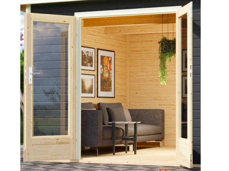 Karibu Saunahaus Mainburg 3 Set A terragrau -9 kW Ofen ext.Strg - Image 5