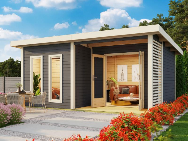Karibu Saunahaus Mainburg 5 Set B terragrau- 9 kW Ofen ext. Strg - Image 4