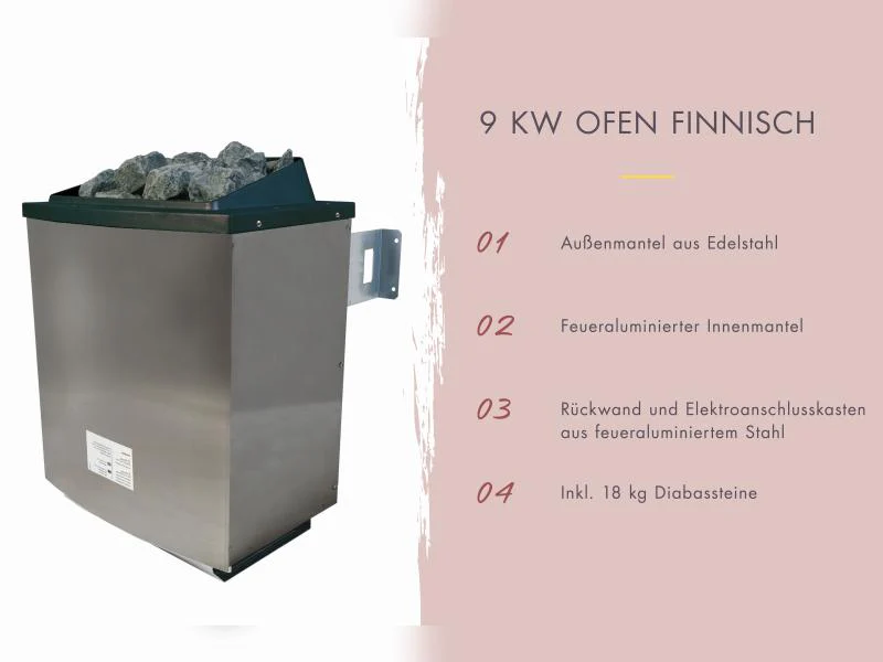 Karibu Saunahaus Miramar natur, inkl. 9 kW Ofen ext. Steuerung, inkl. Vorraum, 73 mm - Image 4