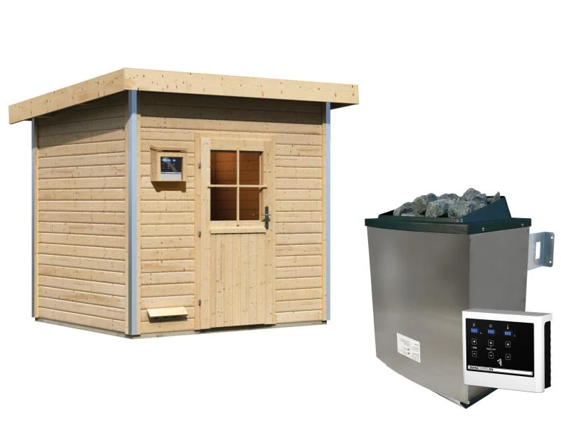 Karibu Saunahaus Norge inkl. 9kW Ofen ext. Steuerung,mit klassischer Tür - Image 2