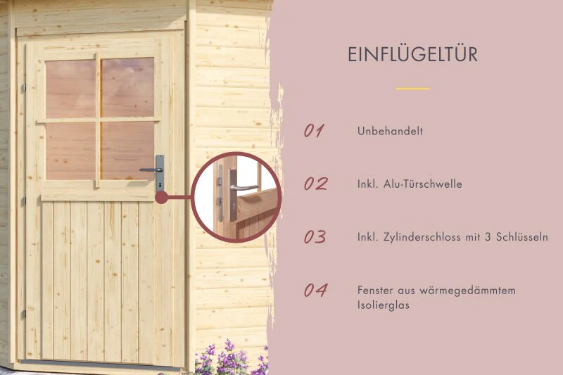 Karibu Saunahaus Skrollan 1 38 mm- 9 kW Bioofen ext. Steuerung HUUM- Klassische Tür - Image 6