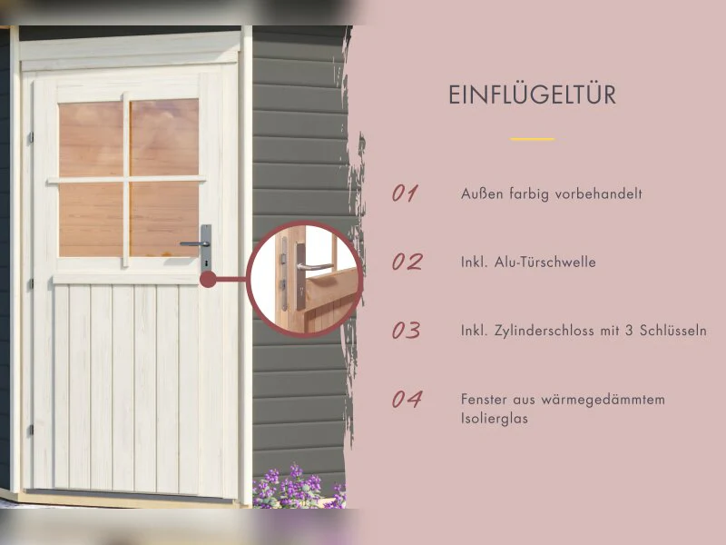 Karibu Saunahaus Skrollan 1 38 mm- 9 kW Bioofen ext. Steuerung HUUM- Klassische Tür, Terragrau - Image 5
