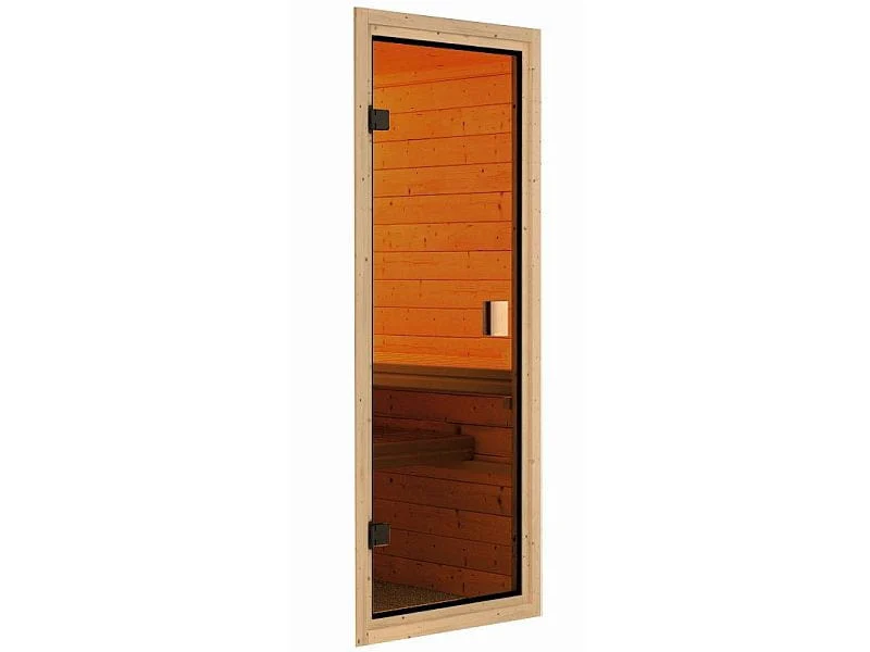 Karibu Saunahaus Skrollan 1 in terragrau- 38 mm- 9 kW Bioofen ext. Steuerung- klassische Tür - Image 6